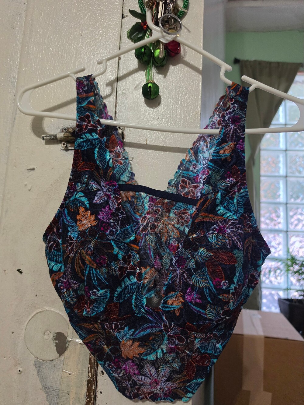 Floral Lace Trim Women's Bra